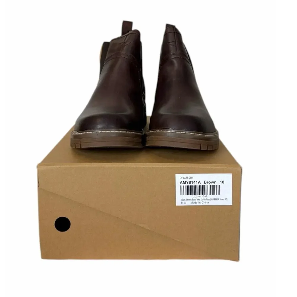 JOUSEN NWT Chelsea Boots Brown Bonded Leather Pull On Ankle Casual Men Size 10